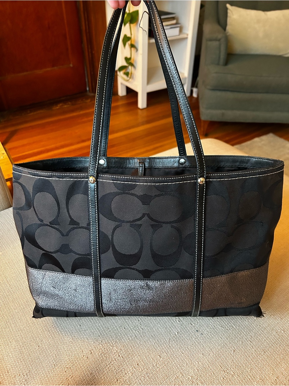 Coach Black Signature Canvas Tote Bag